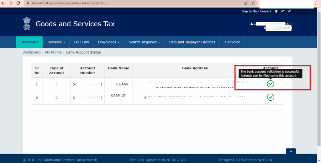 Bank Validation Status