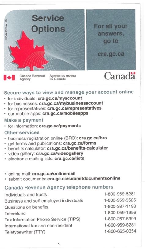 CRA service options and contact methods