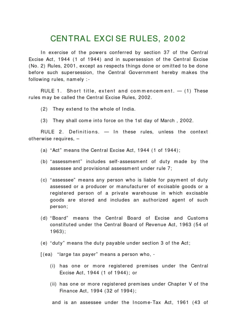 Central Excise Rules