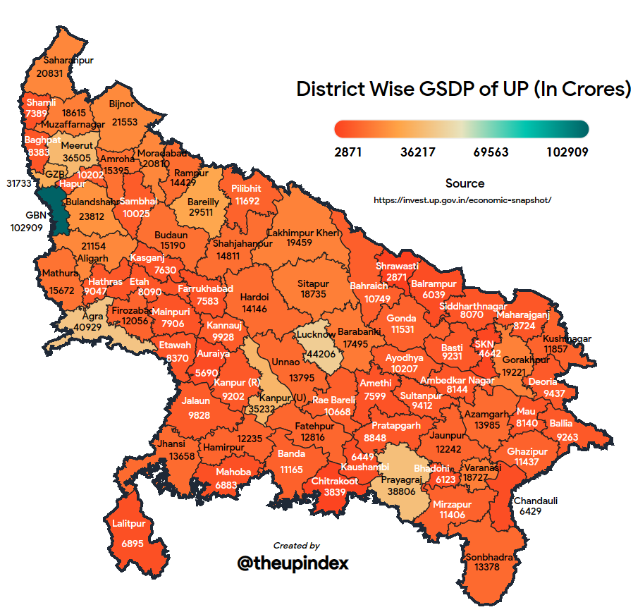 New DDP Indicators and GST Collections Reveal Economic and Cultural Shifts in Districts 2 District-Wise GSDP Map