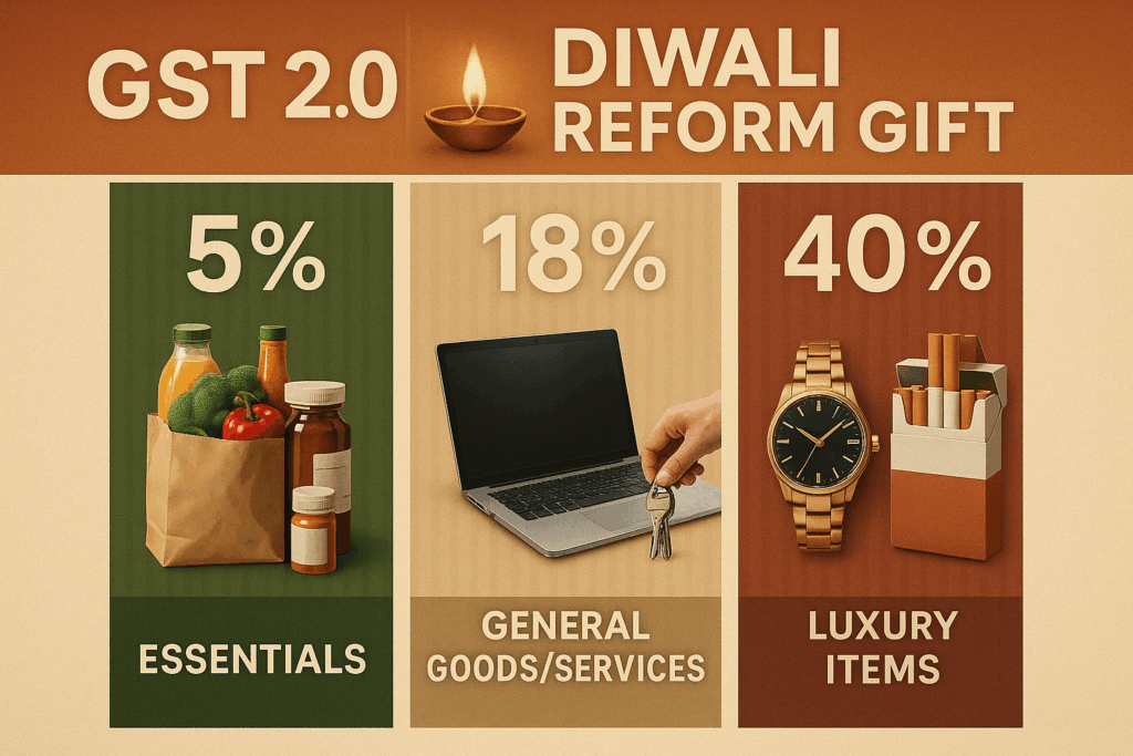 States Back GST Simplification to 5% & 18% – But Will Sin Goods Be Taxed More? 2 GST 2.0 Visual Infographic