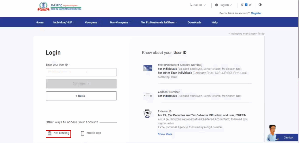 Filing ITR for the First Time? Step-by-Step Guide to Register on E-Filing Portal 4 Login Options on the e‑Filing Portal